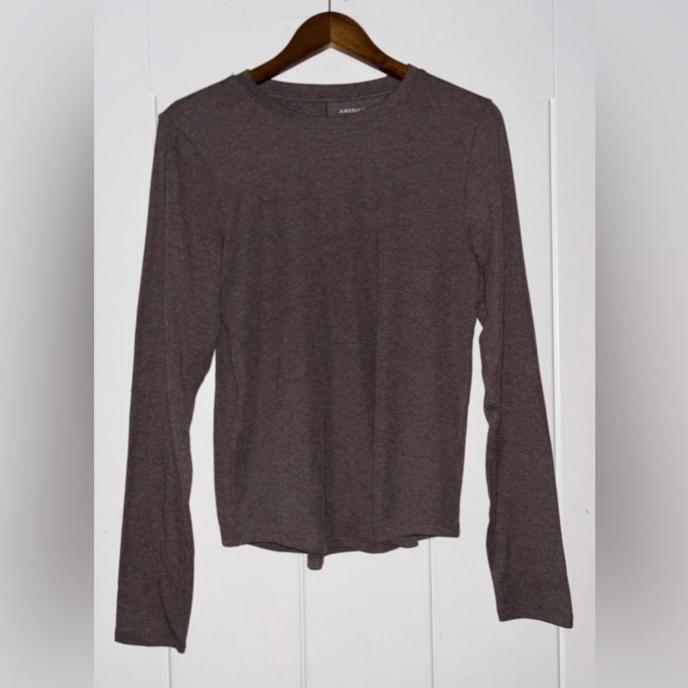 American Eagle Classic Crewneck Women Long Sleeve Cozy Slim Fit Tee Shirt NEW XL